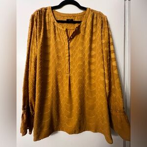 Ann Taylor Mustard Textured Blouse